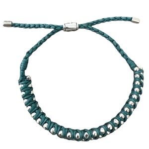 Brighton Womens Braided Bracelet, UGC, Color-Silver/Turquoise